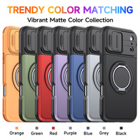 Support magnétique pour voiture 360° °   Étui de téléphone avec support rotatif, cache-caméra coulissant et fente pour cartes, compatible iPhone 17 Pro Max et Samsung S26