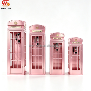 Support de Livre d'Or Audio/Vidéo Rose Mignon en Forme de Cabine Téléphonique Métallique pour Mariage à Londres, Baby Shower, Anniversaire, Décoration de Fête - Product Image 1