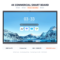 Tableau blanc interactif 4K, écran tactile intelligent 65, 75, 86 pouces, double système d'exploitation Android Windows, caméra 48MP 8 Go 128 Go pour les conférences