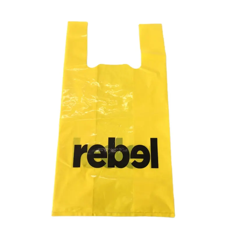 슈퍼마켓 플라스틱 지우기 가방 조끼 가방 싱글 t 셔츠 쇼핑 가방 로고