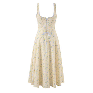TAOP&ZA 2026 Nuovo Abito Estivo da <span class=keywords><strong>Donna</strong></span> Floreale con Scollo Quadrato, Spalline Sottili e Cintura Annodabile 7831 - Product Image 2