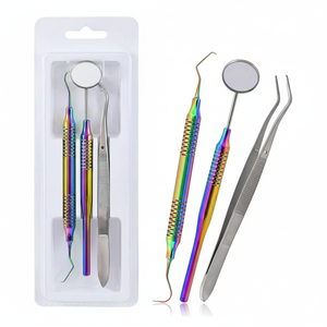 Premium Basic Dental Set Farhan Products Co 3 Instruments Mirror Explorer College Plier Made Hollow Titanium Manual Fuente de alimentación - Product Image 1