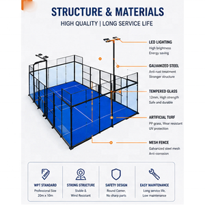 Pista de Pádel con Techo Panorámico para Interior y Exterior, Venta al Por Mayor de Fábrica, 20X10M, Equipamiento de <span class=keywords><strong>Tenis</strong></span> - Product Image 2