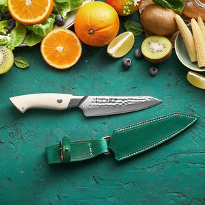 Pisau utilitas 5 inci kustom 67 lapis baja Damaskus putih G10 pisau tajam dapur rumah mewah Jepang pegangan pisau - Product Image 2