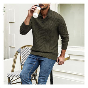 Pull en tricot surdimensionné personnalisé pour homme avec col montant et logo frontal - Product Image 3