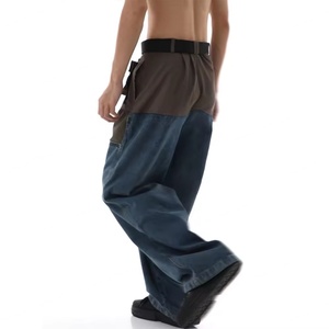 Prix de gros, logo personnalisé, streetwear hip-hop, jeans cargo larges avec sangles de taille ajustables, jeans pour hommes - Product Image 2