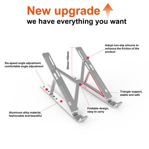 Charmount máy tính xách tay bàn có thể gập lại nhôm có thể điều chỉnh chiều cao tăng làm mát máy tính xách tay đứng - Product Image 2