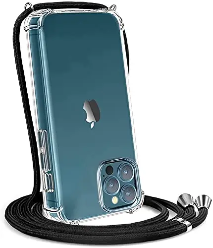 Amazon Hot Anti Shock Transparent Tpu Phone Case With Rope Lanyard For Apple Iphone 11 Case Strap