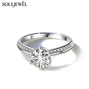 Anello <span class=keywords><strong>di</strong></span> Lusso Souljewel in Argento Sterling 925 con Moissanite, Taglio Rotondo Classico, Anello <span class=keywords><strong>di</strong></span> Fidanzamento e Promessa per Donne - Product Image 2