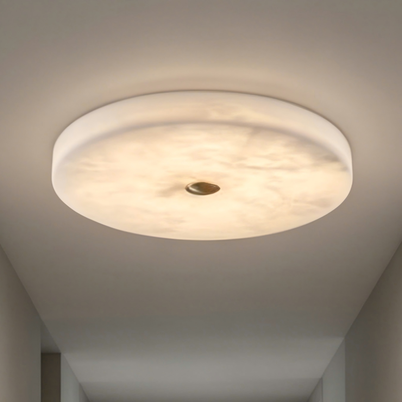Modern Style Marble Ceiling Light Indoor Chandelier High Ceiling Corridor Living Bedroom Light Iron Base LED Ceiling Lamp