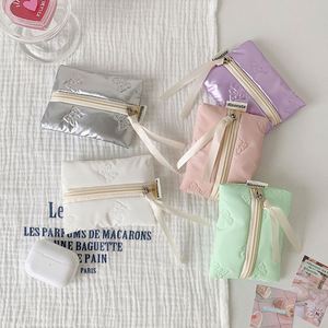 Customizable Label Korean Style Polyester Clutch <b>Makeup</b> Bag with Soft Handle Exquisite Coin Purse Zippered Portable Card <b>Holder</b> - Product Image 1