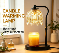 Lampe chauffe-bougie en forme de fleur, lampe à bougie électrique à hauteur réglable avec minuterie et variateur d'intensité, chauffe-cire sur base en bois, Noël