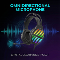 Casque de jeu filaire USB PJT-DEP2477 avec codecs AAC, haut-parleurs dynamiques et coussinets d'oreille en mousse à mémoire de forme, microphone inclus