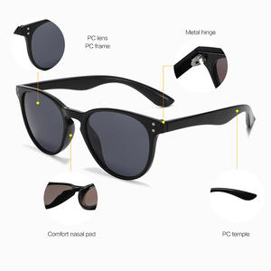 Gafas de sol unisex con montura ovalada, lentes de PC negras, protección UV400 para el sol, pesca, excursiones, uso a la moda - Product Image 3
