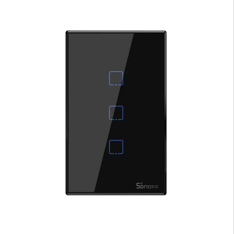 SONOFF T3US3C-TX 3 Gang Wifi Smart Switch RF433 Wifi Wall Light Switch Black Glass Panel APP Remote Smart Home Touch Switch