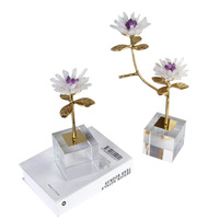 Nordique Design moderne lumière luxe laiton branche ornement naturel améthyste fleur salon Table basse entrée métal plante