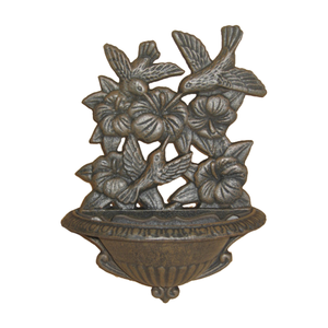 Jardinera de Pared de Hierro Fundido, Baño para Pájaros, Girasoles, Flores, Mariposas, Decoración de Exterior - Product Image 4