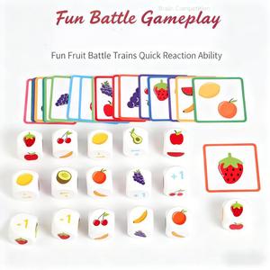 Enfants en bois fruits <span class=keywords><strong>dés</strong></span> cognitif éducation précoce modèle cognitif Parent-enfant carte interactive correspondant Puzzle jouet - Product Image 3