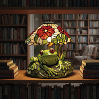 Lampe de table en résine créative en forme de grenouille et de fleur, décoration de bureau à domicile, ornements de chevet, emballage en carton de Chine