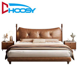 ชุดเตียงคู่ขนาดคิงส์ที่ทันสมัยหรูหราโครงเตียงไม้เนื้อแข็งสำหรับบ้านในราคาที่ดี - Product Image 1