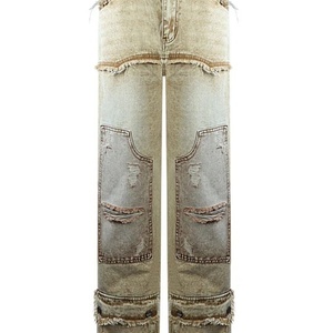 Jean cargo ample délavé et personnalisé pour femme, style streetwear décontracté, avec plusieurs poches pratiques – Collection 2025 à succès - Product Image 3