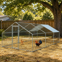 Cage compacte pour animaux de compagnie avec structure métallique, poulailler peu encombrant, enclos extérieur pour volailles, niche de jardin