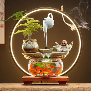 Ywbeyond Zen <span class=keywords><strong>Yoga</strong></span> meditación cerámica escritorio decoración Led <span class=keywords><strong>luz</strong></span> reflujo cascada incienso quemador y fuente de agua interior - Product Image 4