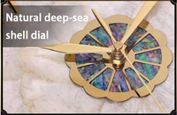 Jam Dinding Quartz Dial Kerang Laut Dalam Alami dengan Jarum Angka Arab Emas Desain Antik Eropa Dekorasi Ruang Tamu