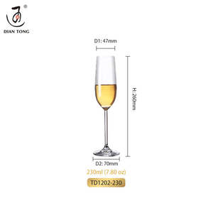 Dian Tong Flûtes à vin transparentes à long pied pour mariage et restaurant, lot de 6, avec logo personnalisé et bord doré - Product Image 6