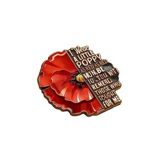 Broche de Amapola Roja Brillante, Pin de Solapa de Aleación para Conmemoración, Joyería de Moda para Hombres y Mujeres, Primavera 2026 - Product Image 5