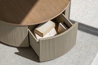 Skandinavischer minimalistischer runder Luxus-Coffee-Tisch mit Eiche Birke handgefertigter Couchtisch