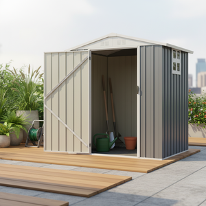 Caseta de Almacenamiento Multiusos para Jardín EG0604-H160-H, Caseta Metálica para Exteriores con Ventana, Caseta de Almacenamiento para Patio Trasero - Product Image 3