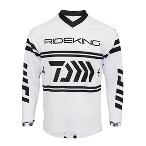 Atmungsaktive weiße Downhill-Rad trikots Benutzer definierte Langarm-MTB-Downhill-Jersey-MTB-Kleidung für Männer