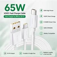 Kabel Pengisian Cepat 65W USB a ke Type C Kompatibel VOOC dengan Chip E-Marker, Kabel Jalinan, Pasokan Pabrik OEM ODM