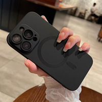Casing Magnetik Matte untuk iPhone 16 15 14 Pro Max, Penutup Lembut Anti-Sidik Jari dengan Pelindung Lensa Kamera, TPU Tipis Tahan Banting