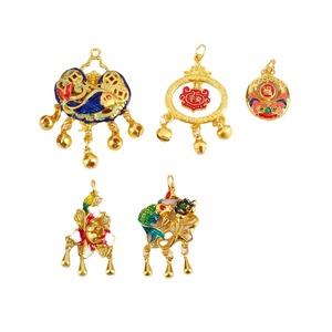 เครื่องประดับลี่เซิง จี้เคลือบสีแบบจีนโบราณ สร้อยคอทองคำเคลือบโคลอซอนน์  ขายส่ง - Product Image 5
