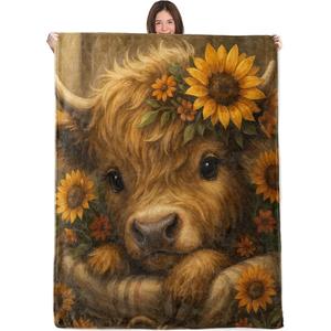 Floral Sunflower Flannel <b>Blanket</b> Throw <b>Blanket</b> Nap <b>Blanket</b> Lightweight Breathable <b>for</b> Bed Sofa Couch Custom Print Bulk Wholesale - Product Image 2