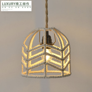 Hand Woven Cotton <b>Rope</b> Lampshade White Black Cone Shape 19.5cm For Restaurant Guesthouse Hotel Bedroom <b>Lighting</b> - Product Image 1