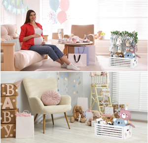 FSC & BSCI-Armario grande <span class=keywords><strong>de</strong></span> madera para baby shower, cesta <span class=keywords><strong>de</strong></span> baby shower en forma <span class=keywords><strong>de</strong></span> cuna con asa - Product Image 4