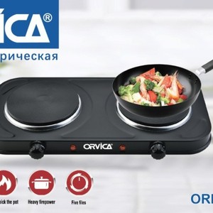 Estufa Eléctrica de Doble Quemador Orvica, 2000W, Placa de Inducción Portátil con Control Mecánico para Cocinar en Casa - Product Image 4