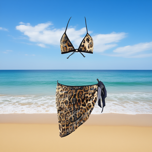 Costume da bagno intero HDJ con stampa leopardata, taglia plus, scollo a V profondo, gonna asimmetrica, monokini 66702 - Product Image 2