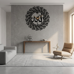 Contemporary Metal Wall <b>Clock</b> Round Abstract Geometric Design <b>Mirror</b> Effect Quartz Analog Hanging Living Room Decor Ramadan - Product Image 2