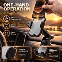 Support de téléphone universel pour voiture à ventouse en plastique, télescopique et réglable, pour grille d'aération et pare-brise, avec navigation GPS