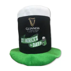 قبعة عالية ذات شعار مخصص من Guinness قبعة لعيد القديس باتريك قبعة حفلة بفراولة كوب قبعة عالية ذات رأس عالية من Guinness قبعة بيرة