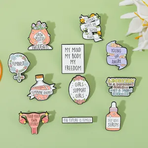 Girl Power Email Pins Custom Feminisme Broches Self Love The Future Is Vrouwelijke Revers Badges Positief Zeggen Pin Cartoon Broches