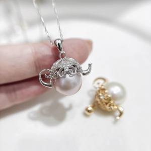 31370 Accessoires en perles DIY Pendentif en argent S925 pour femme Pendentif vide en forme de théière Pendentif tendance avec perles rondes de 12-14 mm - Product Image 2