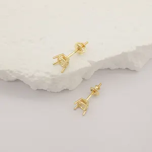 14K Gouden Sieraden Puur Goud Oorbel Semi-Mount Schroef Studs Oorbellen Goud Accessoire