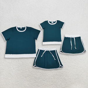 Conjunto de Ropa de Algodón Verde para Bebés Niñas, Camiseta de Manga Corta y Pantalones Cortos - Product Image 1