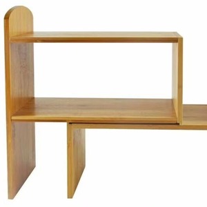 Étagère à livres réglable en bambou écologique à 2 niveaux, support de rangement multifonctionnel sur pied - Product Image 3