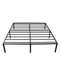 Cadre de lit double simple en métal, sommier à lattes en acier, base de lit en métal silencieuse pour adultes